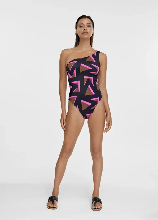 Bañador asimétrico estampado