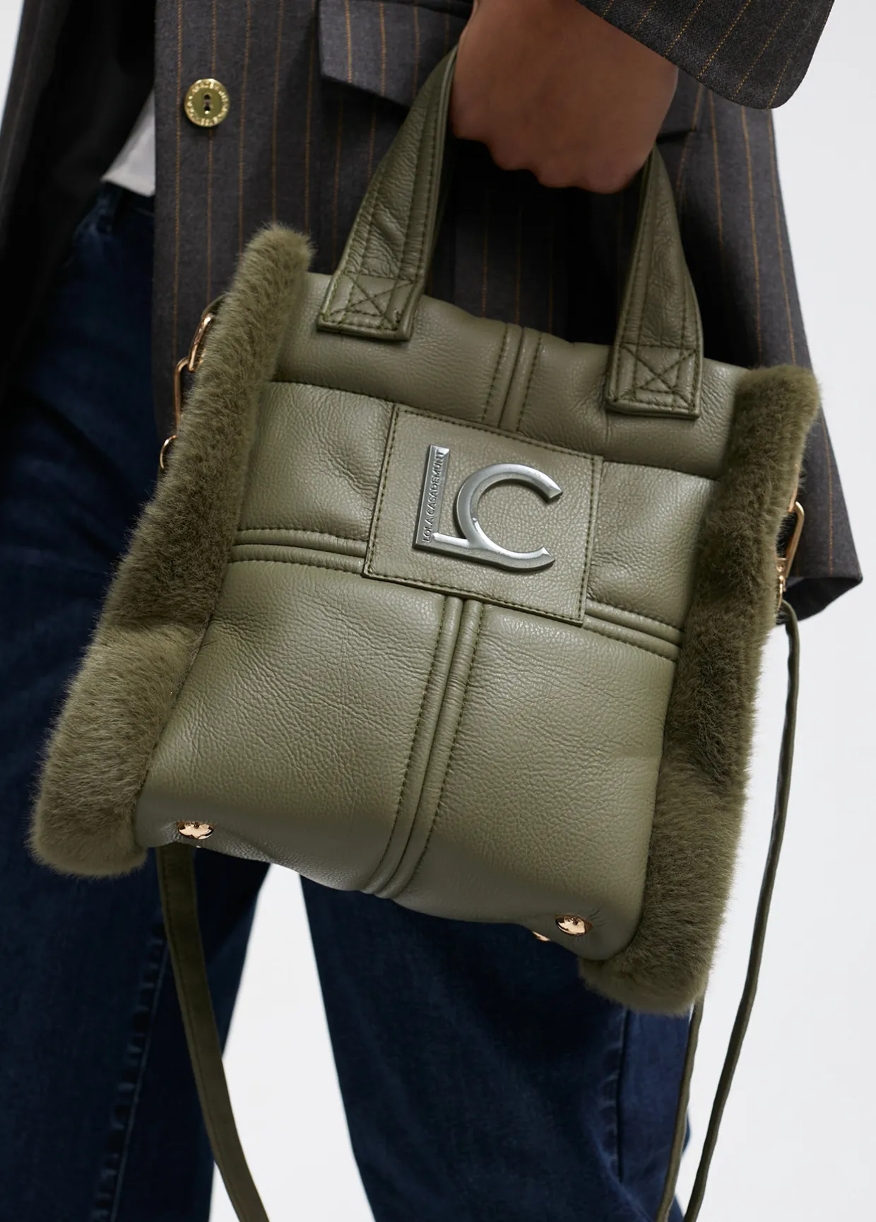 Bandolera efecto piel y pelo