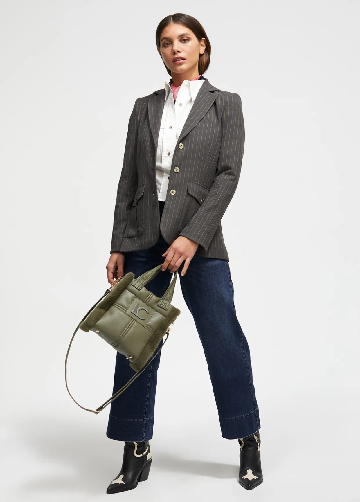 Bandolera efecto piel y pelo