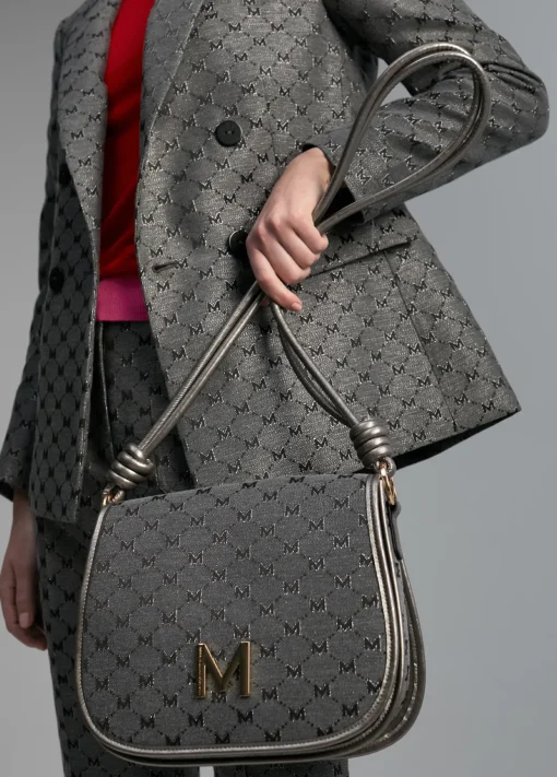 Bandolera gris jacquard