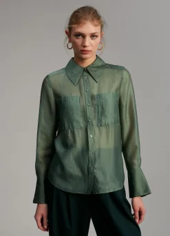 Blusa bolsillos transparencia