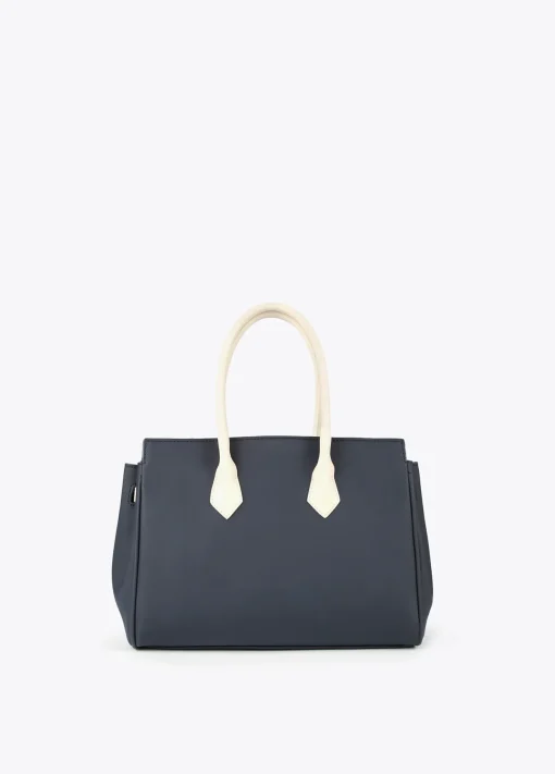 Bolso shopper azul y blanco
