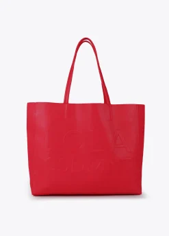 Bolso shopper con logo en relieve