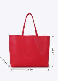 Bolso shopper con logo en relieve