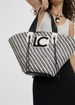 Bolso tipo cesta en efecto rafia