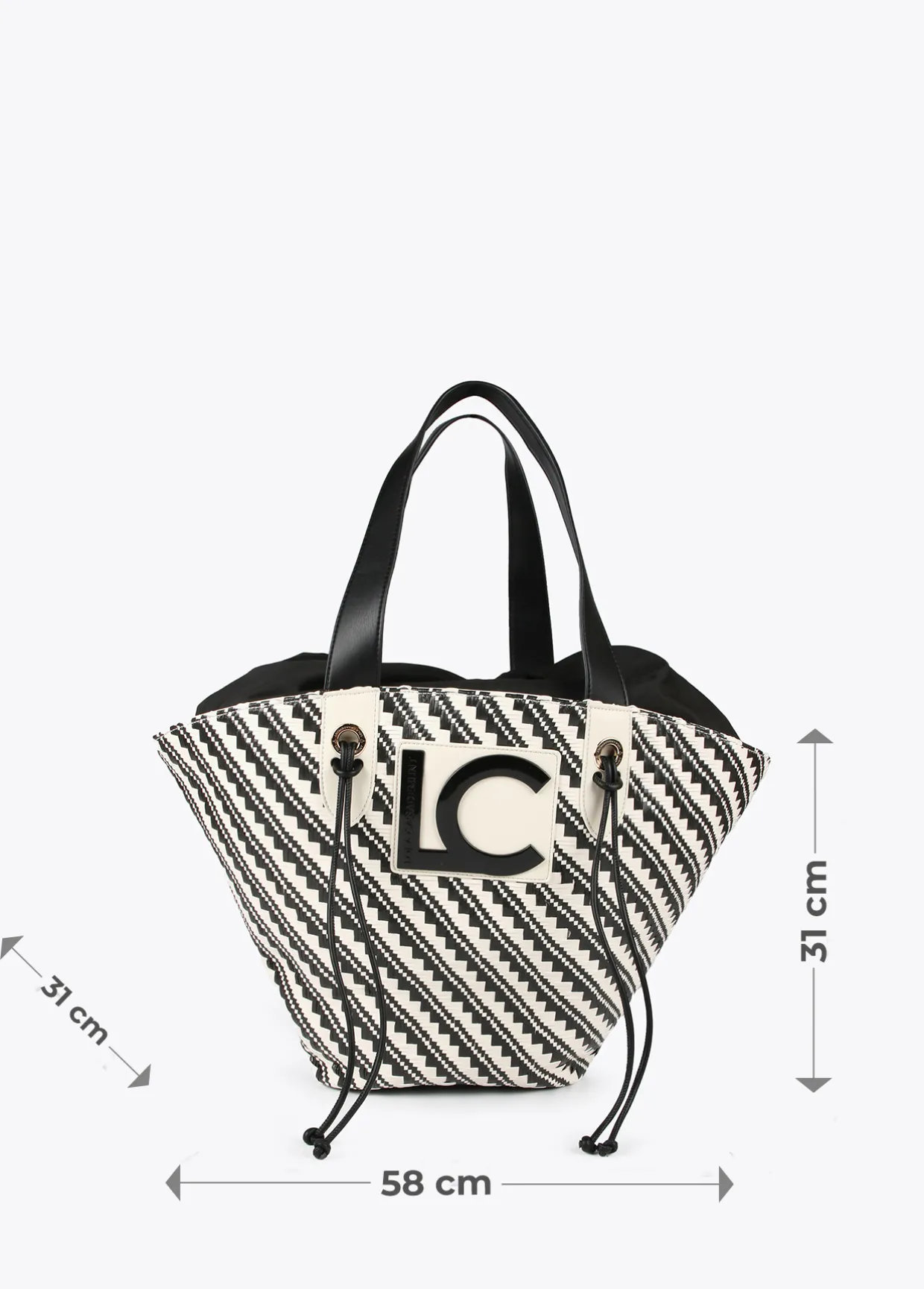 Bolso tipo cesta en efecto rafia