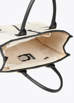 Bolso tipo shopper blanco y negro