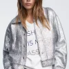 Bomber craquelado plata