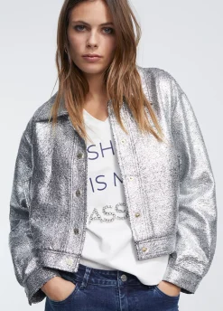Bomber craquelado plata