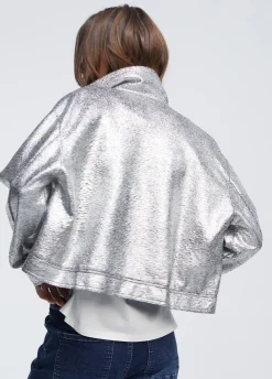Bomber craquelado plata