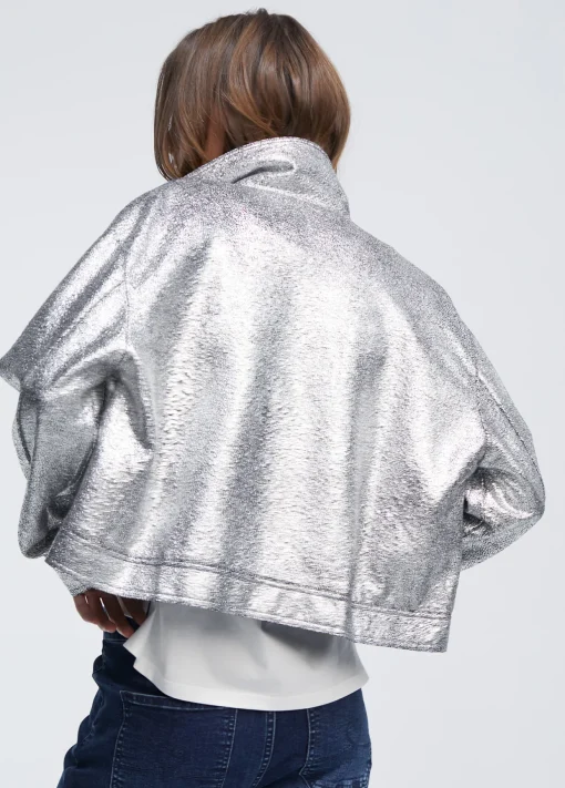 Bomber craquelado plata