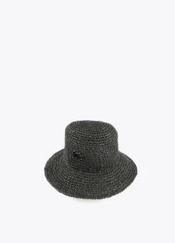 Bucket efecto ráfia y crochet