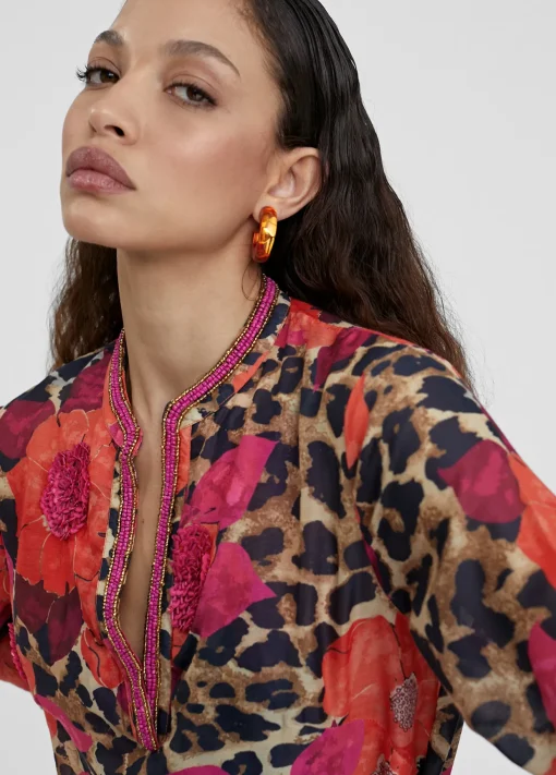 Caftan corto estampado
