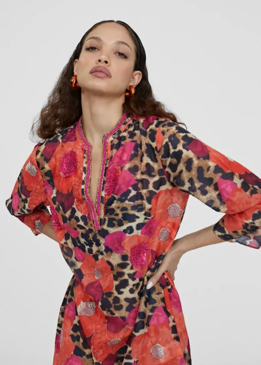 Caftan corto estampado