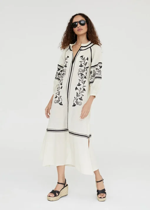 Caftan largo con bordado