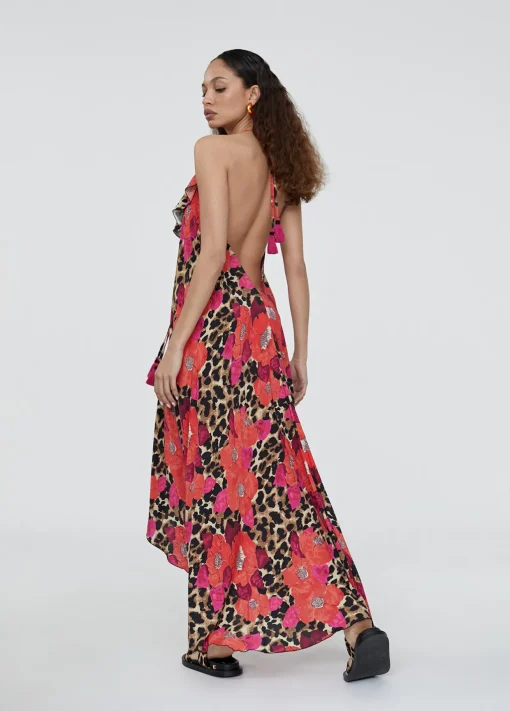Caftan largo con volantes