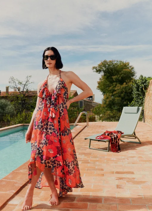 Caftan largo con volantes