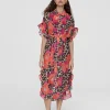 Caftan midi estampado combinado