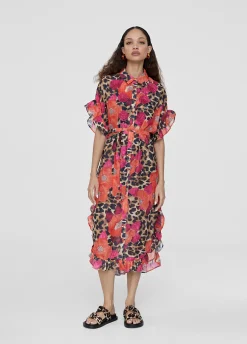 Caftan midi estampado combinado