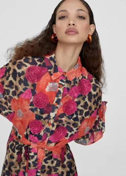 Caftan midi estampado combinado