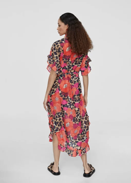 Caftan midi estampado combinado