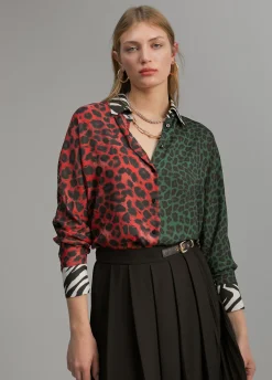 Camisa animal print combinada