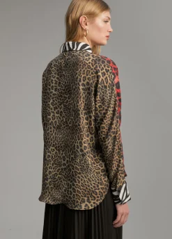 Camisa animal print combinada