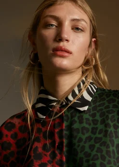 Camisa animal print combinada