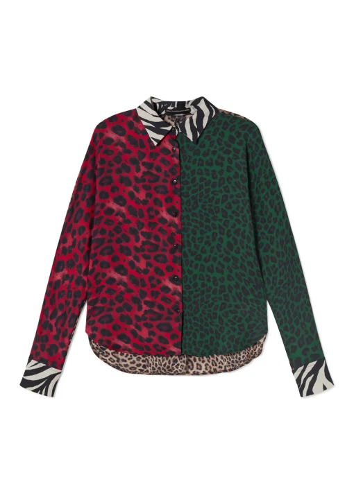 Camisa animal print combinada