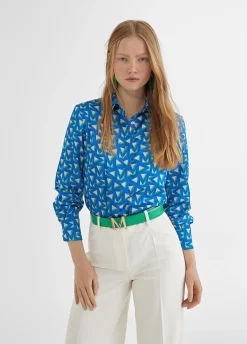 Camisa azul estamapada