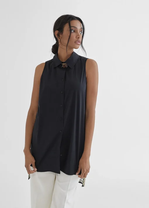 Camisa larga con bordado fantasia