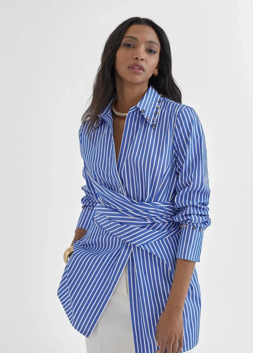 Camisa rayas detalle joyas