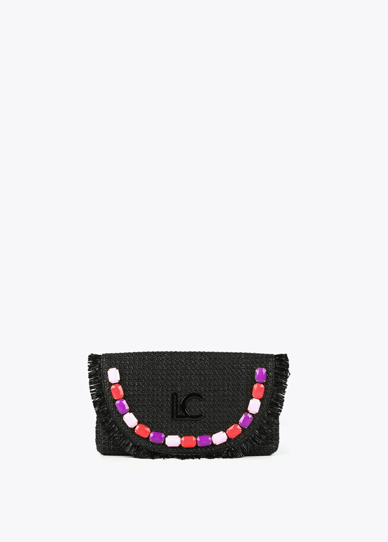 Cartera de mano con piedras de color