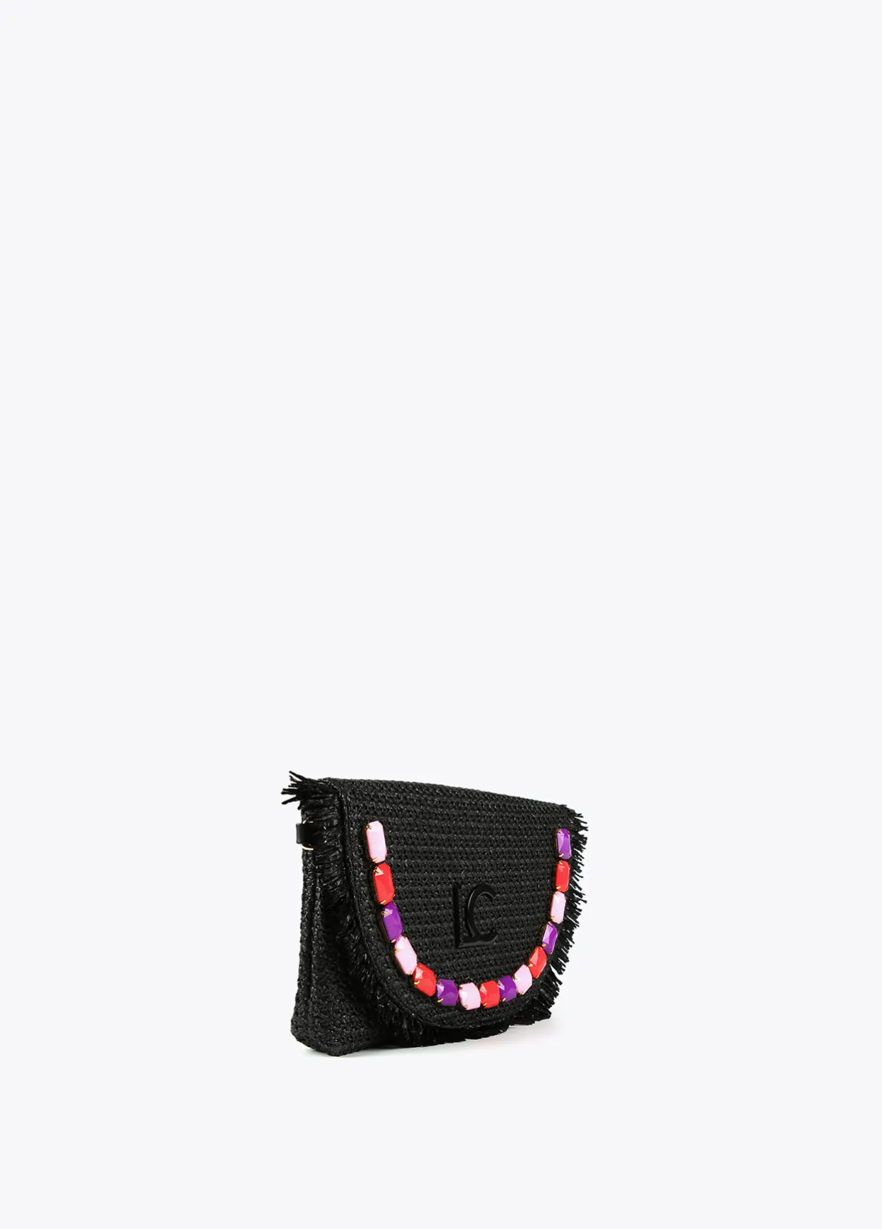 Cartera de mano con piedras de color