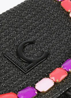 Cartera de mano con piedras de color