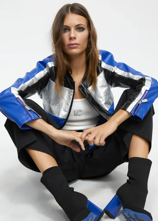 Cazadora biker tricolor