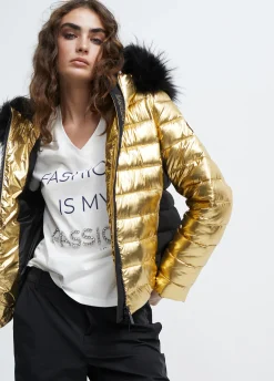 chaqueta acolchada metalizada