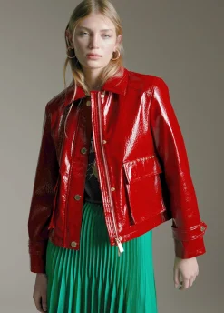Chaqueta efecto charol