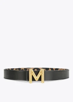Cinturón reversible estampado animal y negro