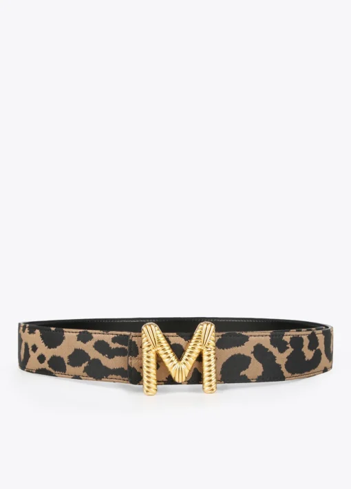 Cinturón reversible estampado animal y negro