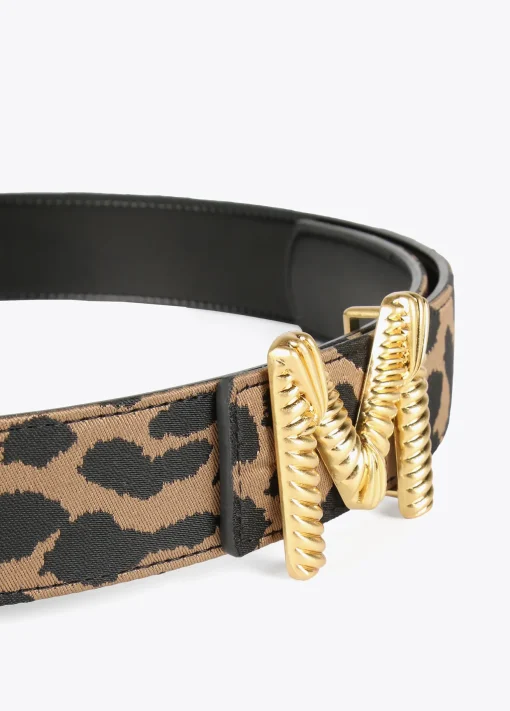 Cinturón reversible estampado animal y negro