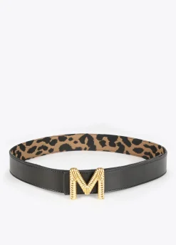 Cinturón reversible estampado animal y negro