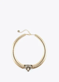 Collar cabeza leopardo