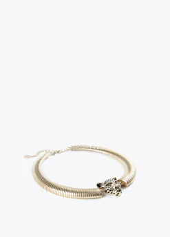 Collar cabeza leopardo