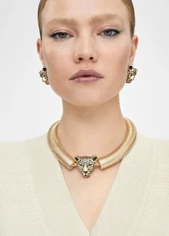 Collar cabeza leopardo