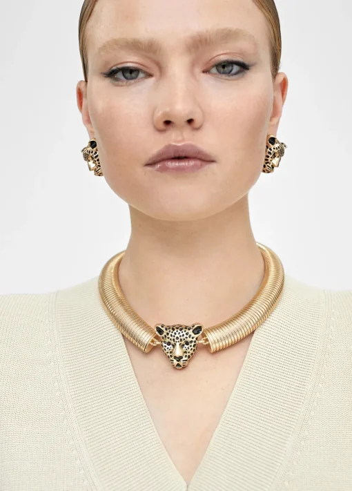 Collar cabeza leopardo