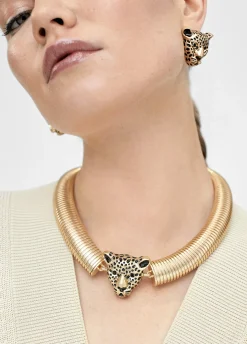 Collar cabeza leopardo