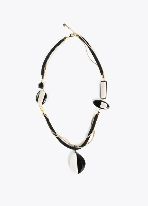 Collar cordón blanco y negro