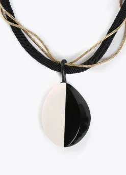 Collar cordón blanco y negro