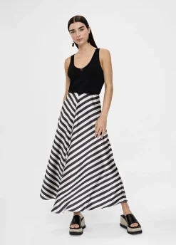 Falda midi de rayas